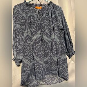Blue Patterned Blouse
